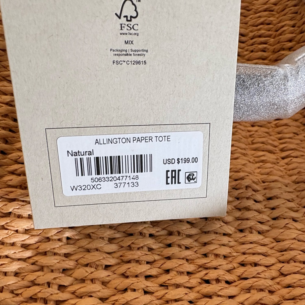 All Saints Natural Woven Tote with Black Interior - Picture 4 of 5